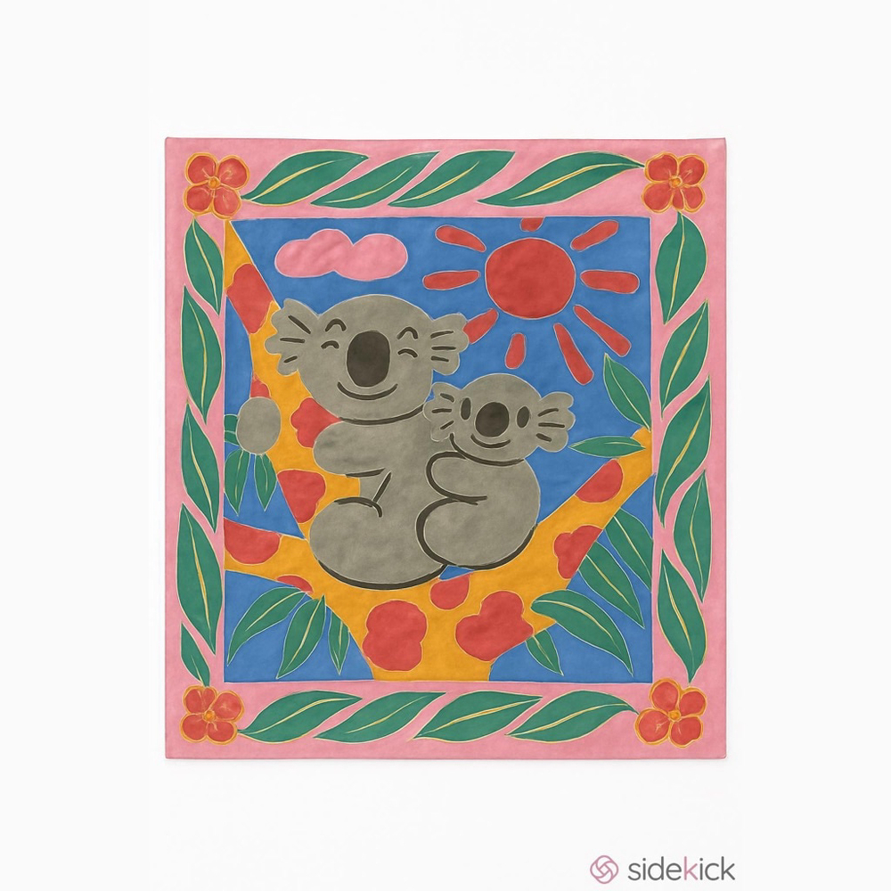 1986 Koala Silk Scarf by Ken Done | A Collectible Treasure vintage